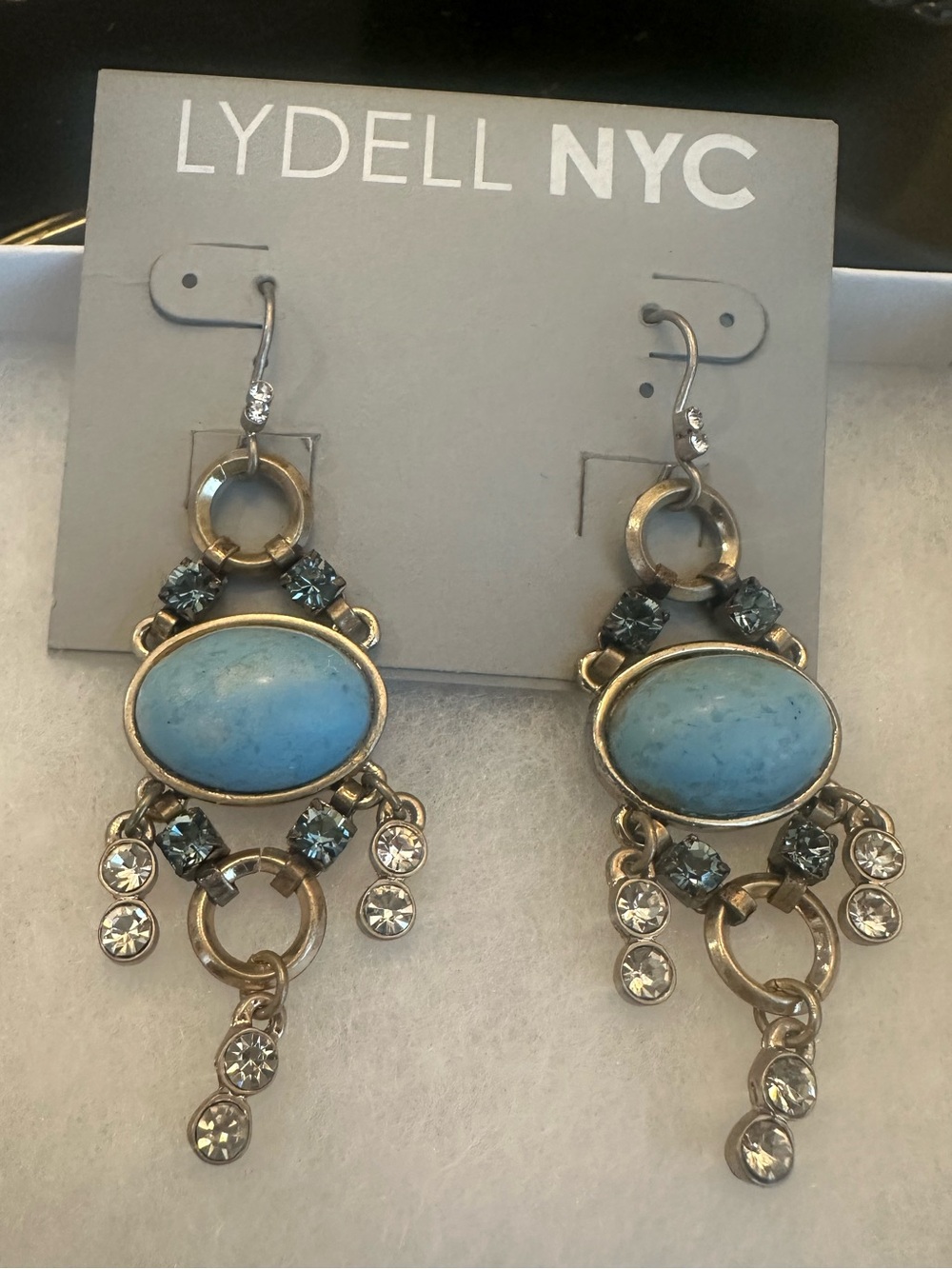 Lydell NYC Chandelier Drop Earrings NWT Turquoise Boho Rhinestone